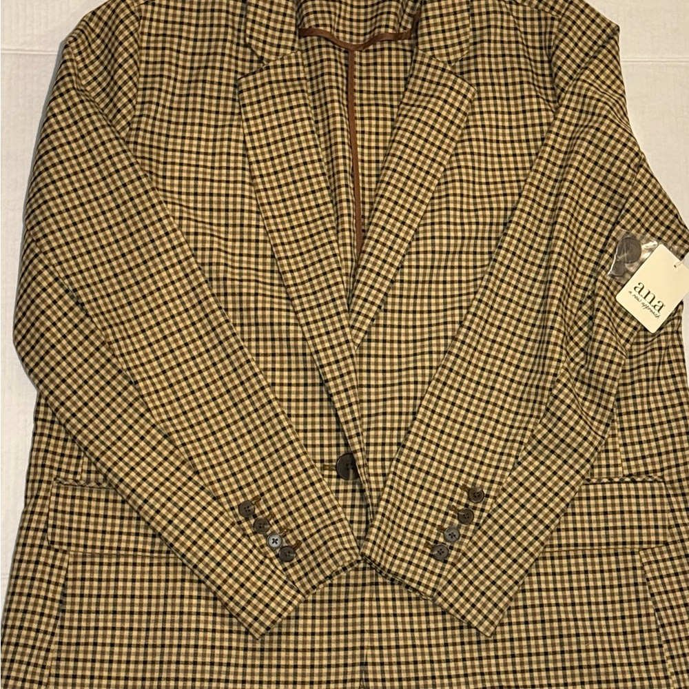 a.n.a Neutral Plaid Blazer